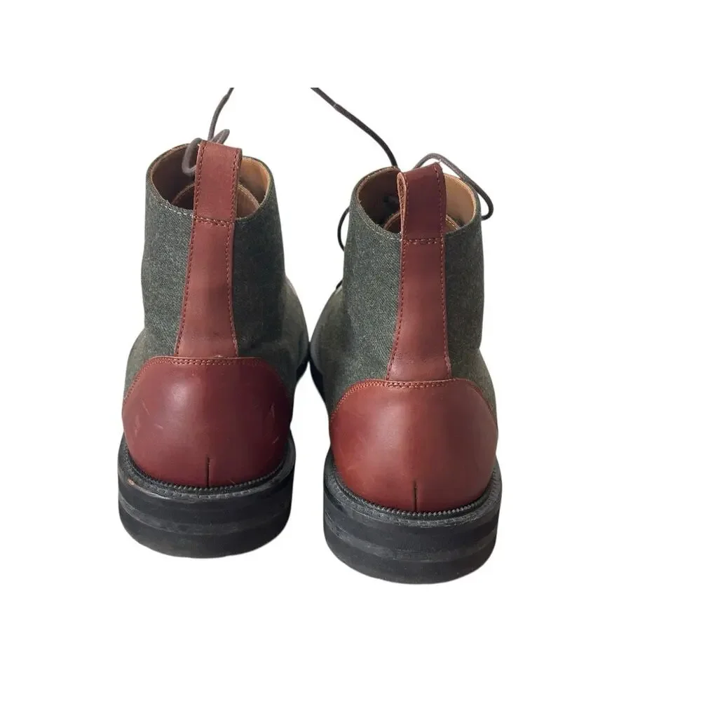 Taft Olive Green Canvas and Brown Leather Cap-Toe Boots